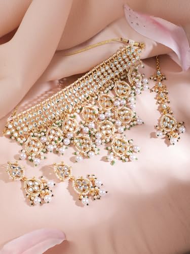 Image of Rubans Beads Necklace Set Gold Plated Traditional Jewellery Gift for Women & Girls