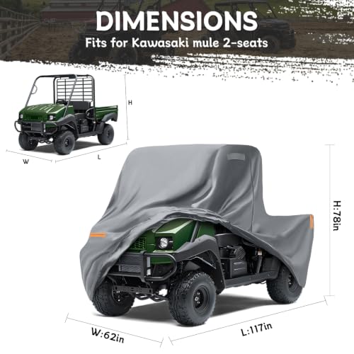 Image of Waterproof UTV Cover Replace for Kawasaki Mule 4000 /4100 PRO-MX 2 Seats | 6 Layers Outdoor Cover with Cotton Liner, Air Vents, Door Zipper and Windproof Buckles for Rain Snow Dust Protection