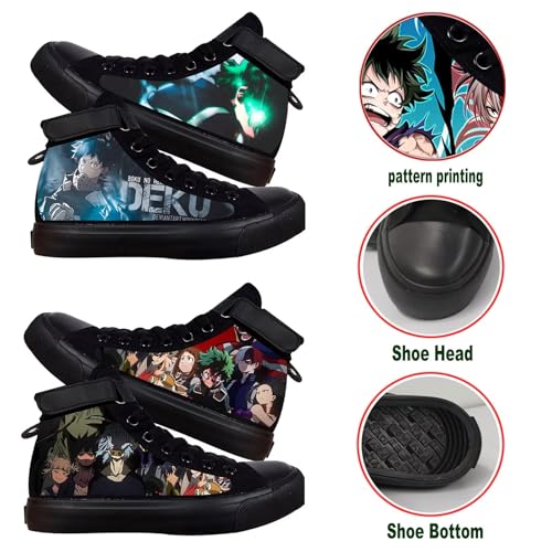 KPOP Mha Anime Shoes Merch Deku Bakugou Patterns Printing Sneakers Anime Cosplay High-Top Shoes2