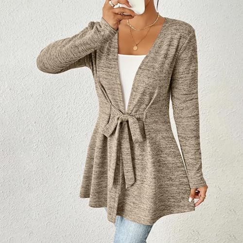 Open Front Cardigans for Women Trendy Lightweight Long Sleeve Cardigan Sweaters casual Shrugs Outerwear with Belt2