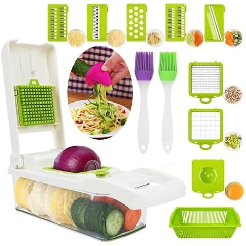17 in 1 Multi-Function Vegetable Slicer, Manual Vegetable Slicer, Kitchen Mandolin, Vegetable Slicer for Carrot, Cucumber, Onions, Tomatoes Cover