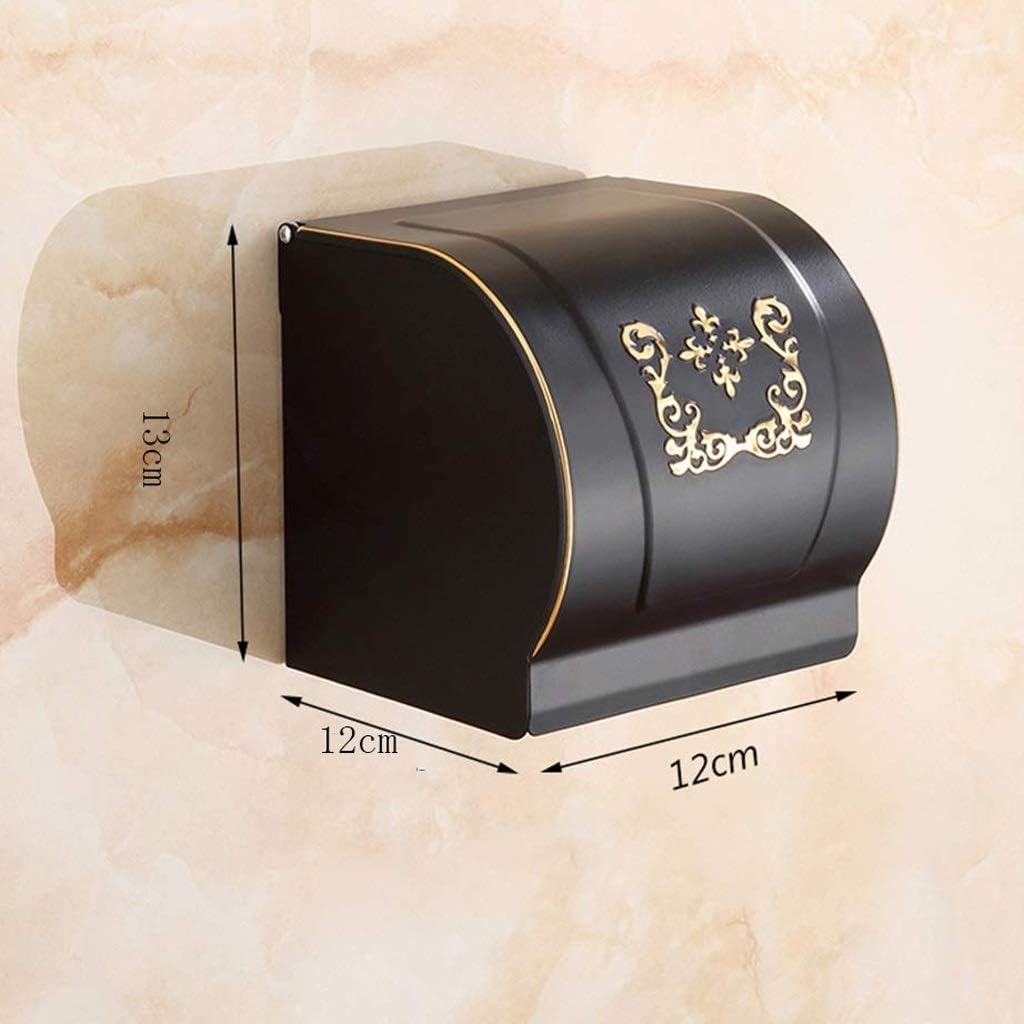 Retro Toilet Paper Holder Space Aluminum Waterproof with Mobile Phone Storage Rack Wall Mounted Drilling Bathroom Roll image 2