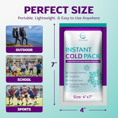 Image of Instant Ice Packs for Injuries 25 Packs (7 inch x 4 inch) | Instant Ice Cold Pack - Cold Compress Disposable Ice Pack for Pain Relief, First Aid Essential, Swelling, Toothache, Athletes & Outdoor Activities
