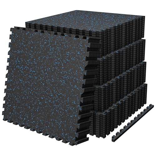 Image of AIRHOP 0.56in Thick 192 Sq Ft Exercise Equipment Mats, 48 Tiles Upgraded Rubber Top with High Density EVA Foam, Large Interlocking Puzzle Gym Flooring for Home Gym, Heavy Weight Workout, 24 x 24in