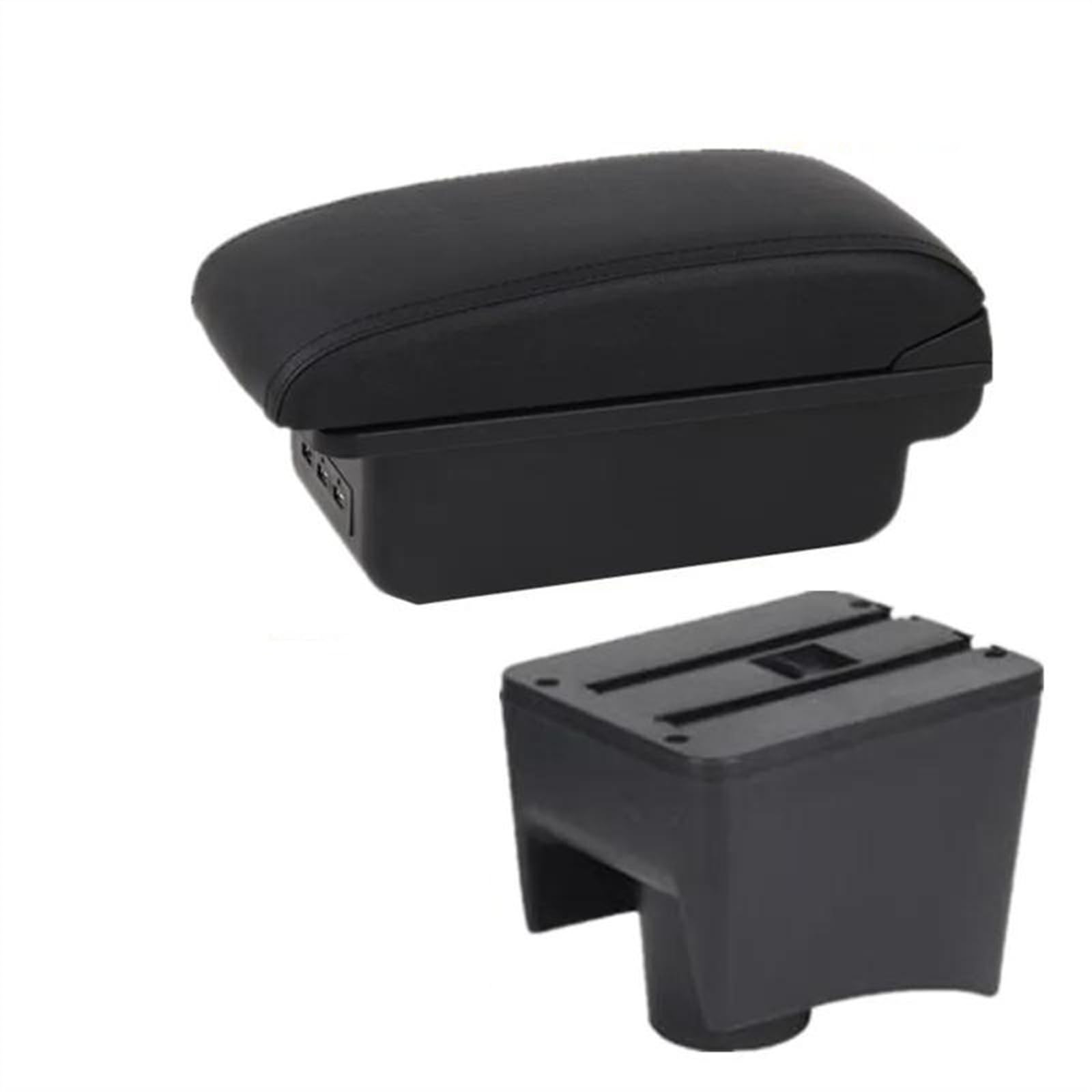 NOHEEU Car Armrest Box 2010-2018 Storage Retrofit Interior Accessories For POLO Mk5 6R For Vento(B1 Black line 3USB)