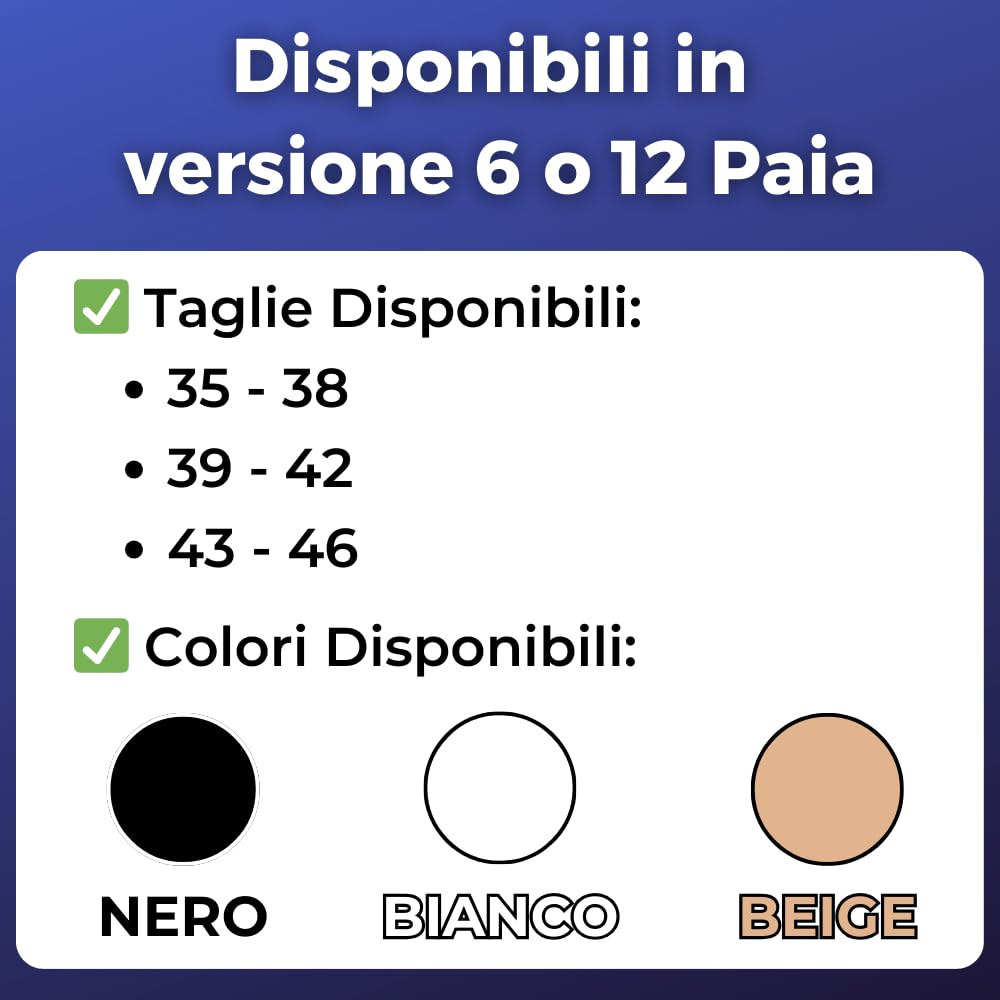 Infinity - 12/6 Paia Calze Fantasmini Uomo con Tecnologia Antiscivolo, Calze Filo di Scozia Uomo Corte in Puro Cotone Elasticizzato, Calzini Invisibili Ideali per Mocassino Made in Italy