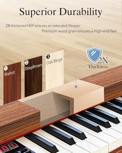 Longeye Piano Keyboard 88 Keys Wooden Electric Piano Semi Weighted Digital Piano for Beginner & Professional with Piano Stand, Music Stand, Headphones, MOLD2 Deep Brown