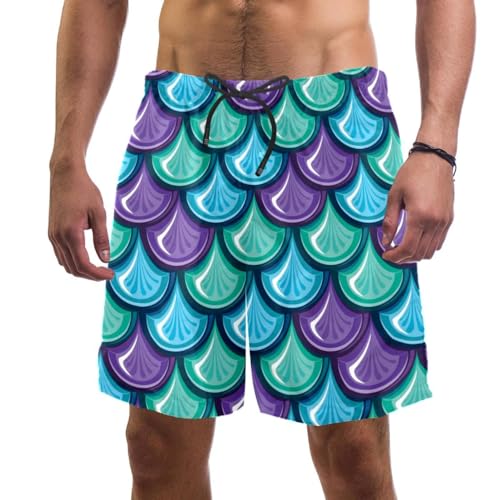 Maillot de bain séchage rapide homme motif écaille sirène