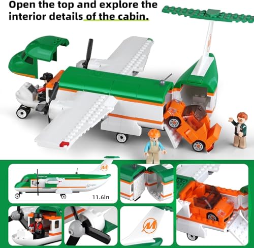 Image of Airport Building Blocks Playset, 731+ PCS Aviation Construction Kit with Pull-Back Luggage Van, Compatible with Major Brands, Safe & Durable, 12-Month Warranty