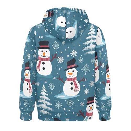 Kids Hoodies Sweaters Christmas Snowman Hooded Sweatshirts with Big Pockets for Boys Girls B04000412