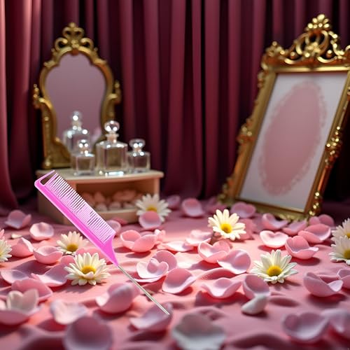 Peine Cola de Rata Rosa de Fibra de Carbono para Estilismo miniatura 4
