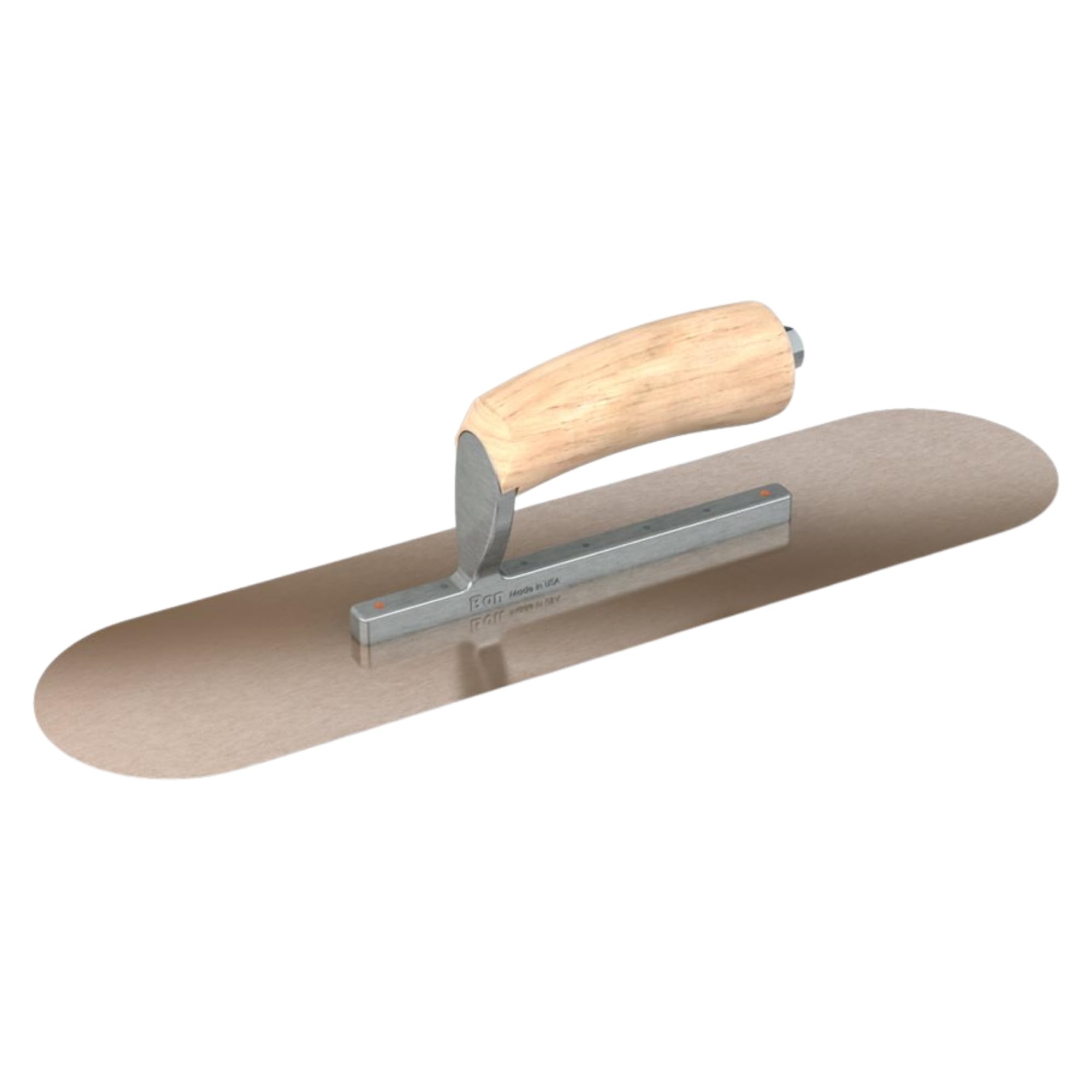 Golden Stainless Steel Pool Trowel - 14" x 4" | Round-End Concrete and Plaster Trowel with Camel Back Wood Handle | Smooth Finishing Tool for Pools, Stucco, and Decorative Work