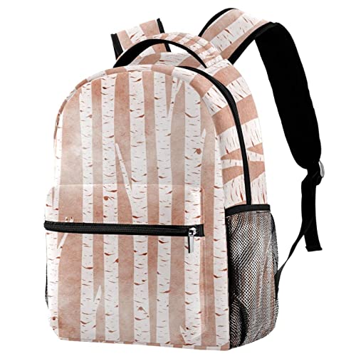 Sac à dos de voyage vintage bouleau blanc grand cartable campus porte-bouteille fille garçon
