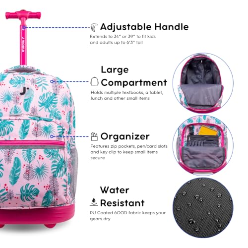 Image of J World New York Sunrise Rolling Backpack Backpack, PALM LEAVES