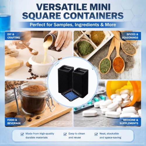 Image of Sherr 500 Pack 7 ml Weigh Boats Bulk Anti Static Black Pans Plastic Square Easy Pour Boats Weighing Trays for Capsule Filling, Lab Dish, Powder, Liquid, Food, Sample Container