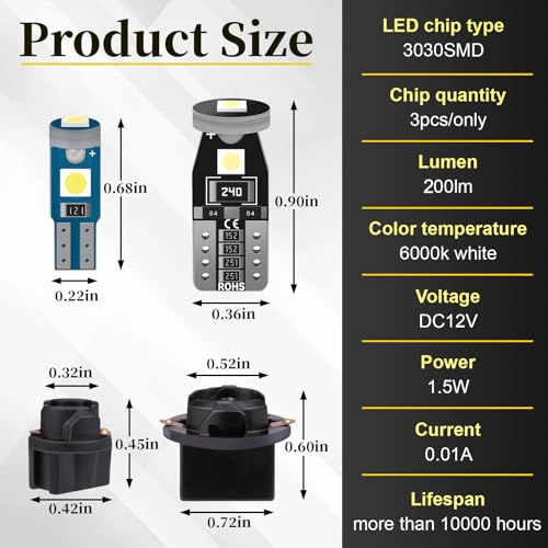 Set de 40 Bombillas LED T5 T10 para Tablero de Auto miniatura 2