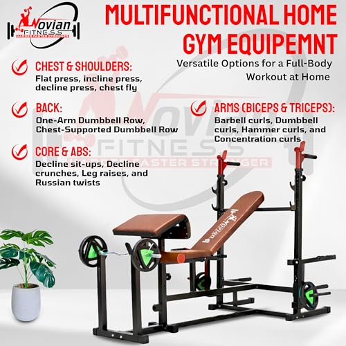 Image of TITAN-X 8-in-1 Multi-Functional Adjustable Gym Bench with Preacher Curl, Incline /Flat /Decline Positions & Heavy-Duty Steel Frame for Complete Home Workout