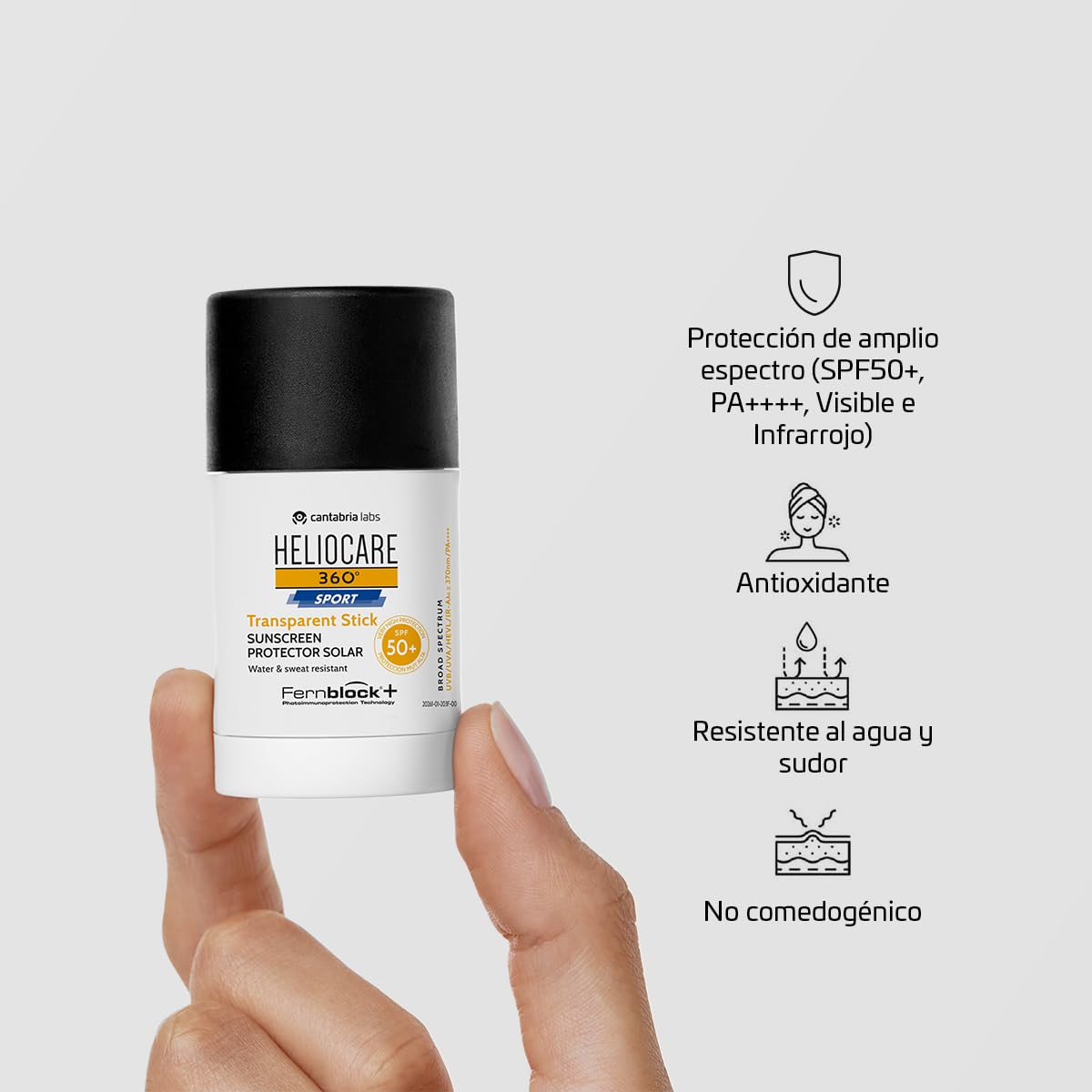 Cantabria Labs - Heliocare 360º Sport Transparent Stick SPF 50+ - 25g - Alta Fotoprotección Facial - Resistente al Agua y Sudor - Ideal para Deportes al Aire Libre