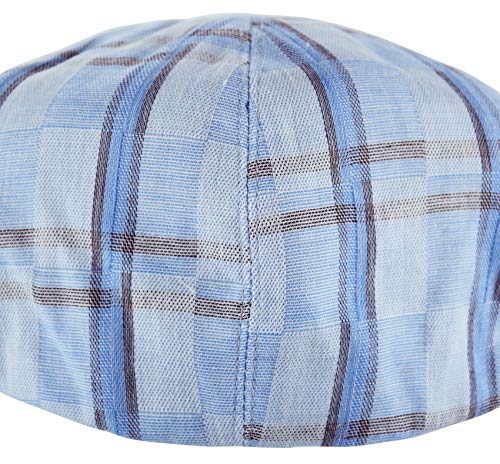 Men's Thick Cotton Summer Newsboy Cap SnapBrim Ivy Driving Stylish Hat (Blue Plaid-4022, L/XL) - Thumbnail 4