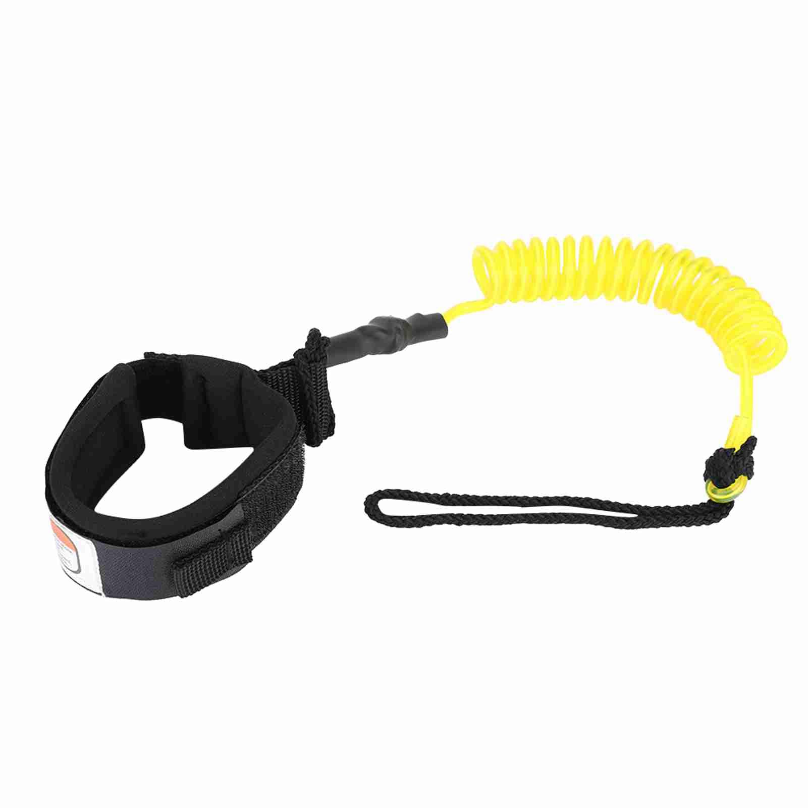 PU Surfboard Leg Leash Adjustable Ankle Cuff 5ft Maximum Stretched Length Lightweight Stand Up Paddle Board Coiled Rope Suitable for Bodyboard Green (Yellow)