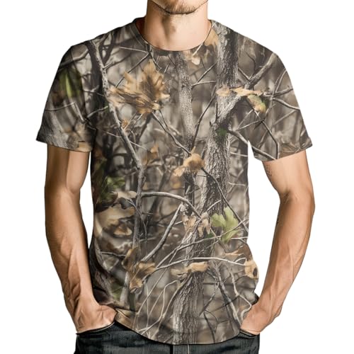 Men's Camo T Shirt Hunting Shirts Short Sleeve Fishing Camouflage Shirt2