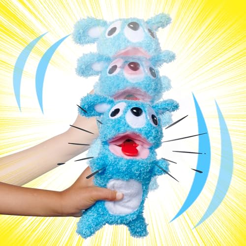 Simba 105953331 ScreamerZ Bär „Babbling Bear“ mit Sound - witziges Kuscheltier mit Schrei-Geräuschen - Plüschfigur für Kinder ab 5 Jahre, ca. 30 cm, blau