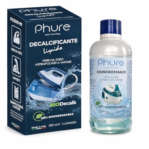 PHURE Bio Decalk   Descalcificador descalcificador concentrado universal para planchas y aspiradoras de vapor, para pequeños electrodomésticos, compatible con todas las marcas, biodegradable, 500 ml