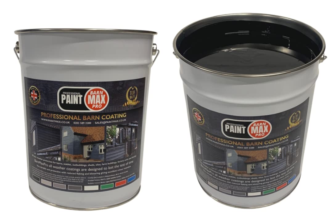 PaintMax Aqua-Max BarnMaxPro Exterior Acrylic Wood Paint (20 Litre, Black Satin)