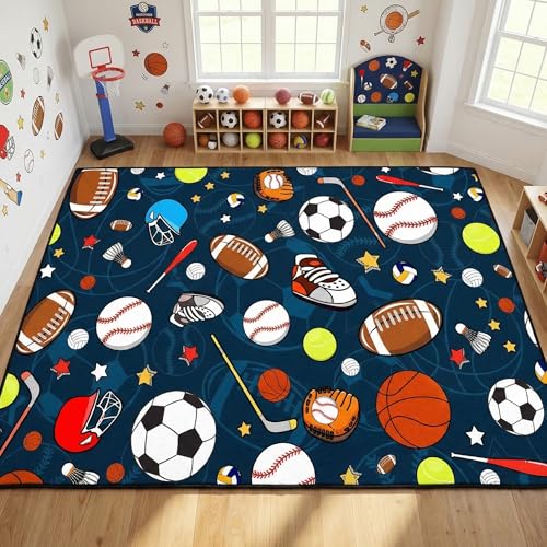 Tapete deportivo para niños 3x4 ft, diseño multideportivo miniatura 4