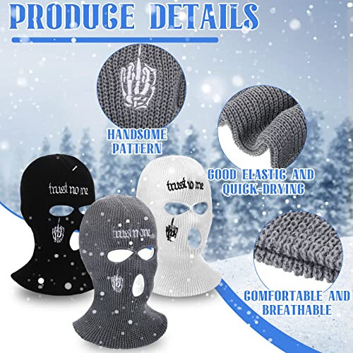 Vicenpal 3 Pieces Balaclava Face Mask 3 Hole Winter Ski Mask For Men And Women Knitted Balaclava Full Face Cover For Cold Weather (Black, White And Gray) One Size #TOP2