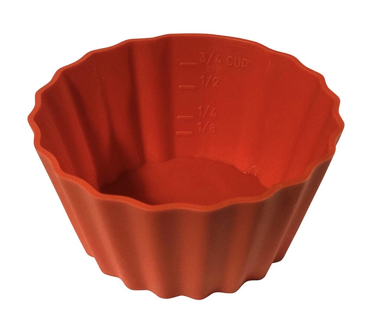 12 Pack Measured Baking Cups Jumbo Silicone Muffin Cup Reusable Non-Stick Liners Easy To Read Measurements Four Colors Flexible Durable Microwave & Dishwasher Safe by Baking Made Easy