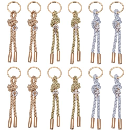 Porte-clés croix de baptême lot de 12 pour cadeau invité mariage