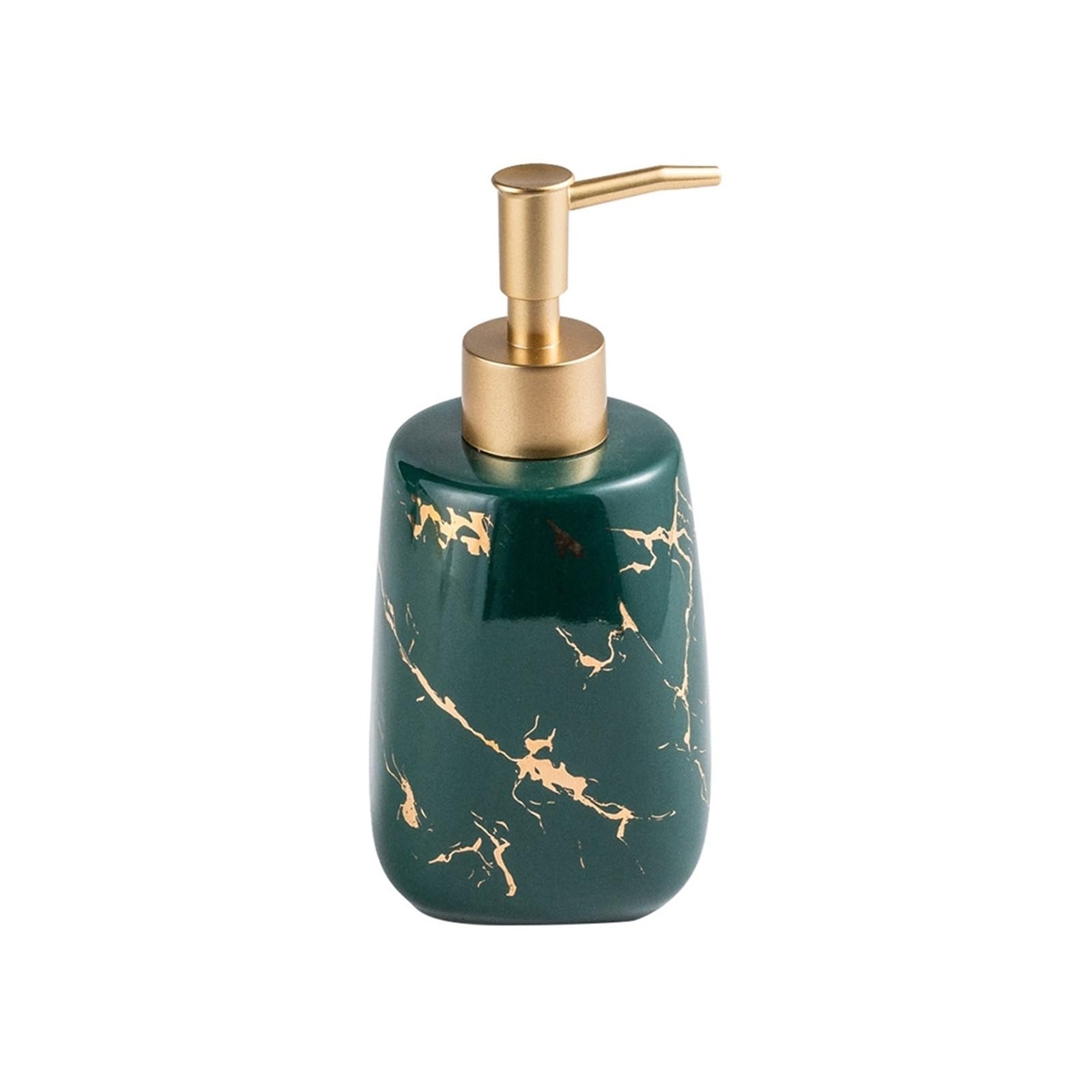 Cyairong-22 Green Soap Dispenser Ceramic Soap Dispenser With Pump Bathroom Refillable Shampoo Lotion Press Bottle(Green)