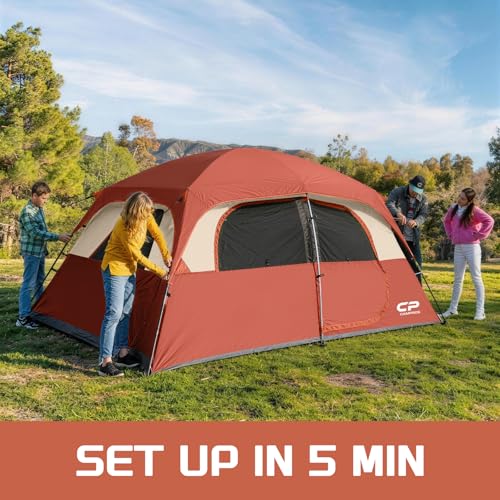 Image of CAMPROS CP Upgraded 6 /8 Person Camping Tents, Waterproof Windproof Family Tent with Larger Mesh Windows & Door, Double Layer, Easy Set Up, All-Season Dome Tent with Top Rainfly & Carry Bag