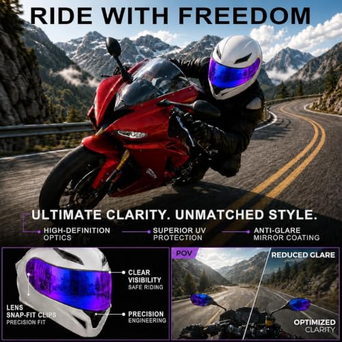 Image of PSLER Shatterproof Helmet Visor for K1 K1S K3SV K5 K5S,(Film&Rainbow) | Impact-Resistant ,UV400 Protection, Motorcycle Tinted Face Shield for K1 K1S K3SV K5 K5S ,Visor Replacement