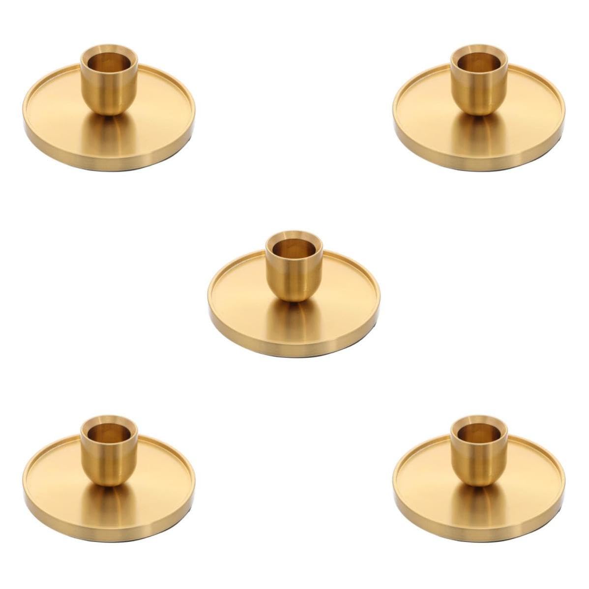 minkissy 5 Piezas Candelabro de Mesa Dorado Cónico, Elegante y Estable