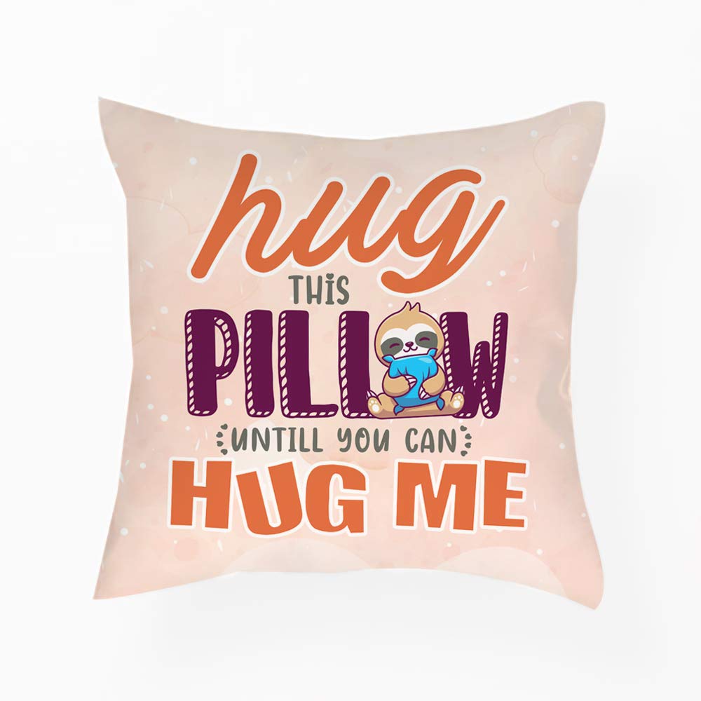 Getagift Hug This Pillow Until You Can Hug Me Valentines Day Lockdown Quarantine Long Distance Wedding (Satin Cushion Cover With Insert)