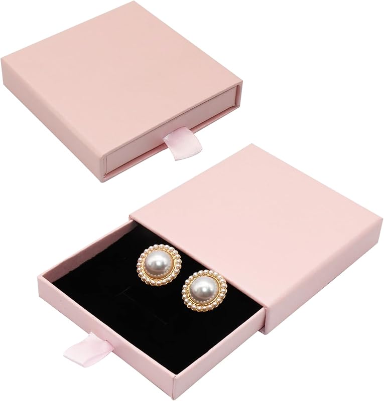 2 Packs Square Jewelry Gift Boxes Cardboard Jewelry Box with Lids Necklace Earring Gift Storage Case for Bracelets Necklaces Earrings Ring Jewelry (Pink)