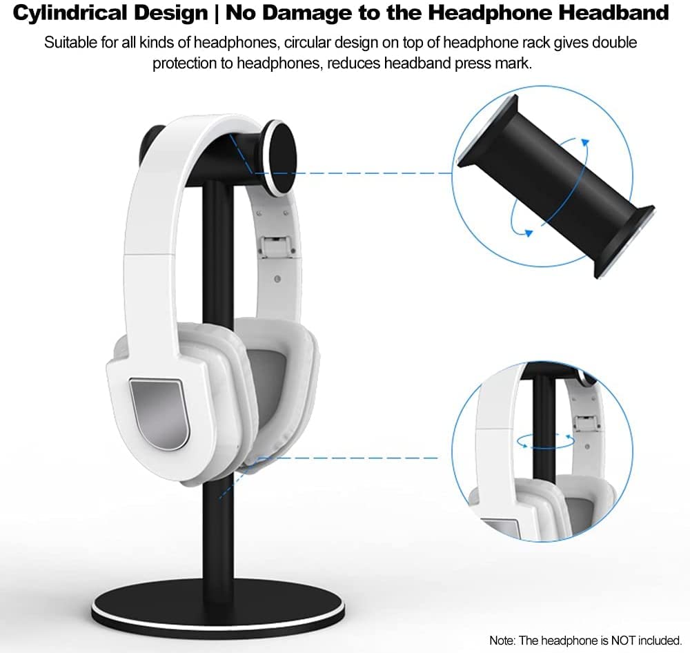 Supporto per Cuffie Supporto Per Cuffie In Lega Di Alluminio In Metallo/ABS In Silicone Con Staffa Stabile Rimovibile Per Wireless Cablate Porta(White)