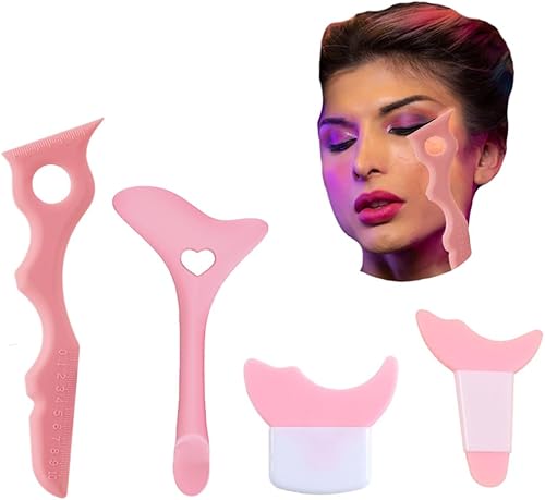 4 plantillas todo en uno delineador de ojos, puntas de alas, almohadilla de plantillas de pestañas, deflector de sombra de ojos, herramienta