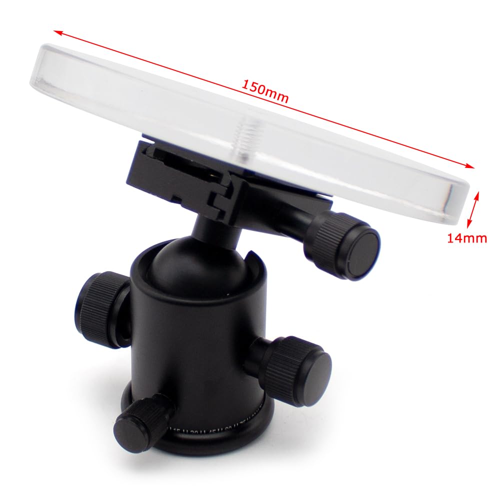 Mesa de Fotografía Circular de Acrílico de 15cm con Cabezal Esférico Universal, Resistente Y con Capacidad de Carga de 15 Kg para Estudio Fotográfico de Productos.