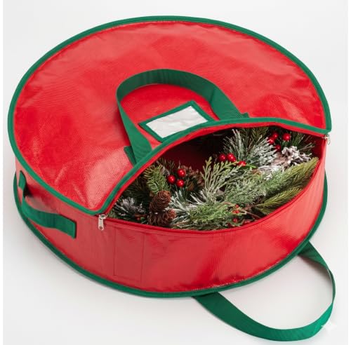 Handy Laundry Christmas Wreath Storage Container – 30 Inch Durable Tarp Storage Bag with Zipper & Reinforced Handles, Holiday Décor Organizer for Wreaths, Garlands & Seasonal Decorations, Green