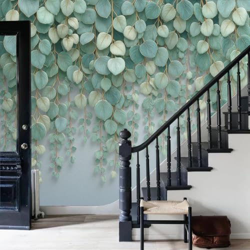 Papier peint intissé eucalyptus pour créer une ambiance nature et apaisante dans le salon