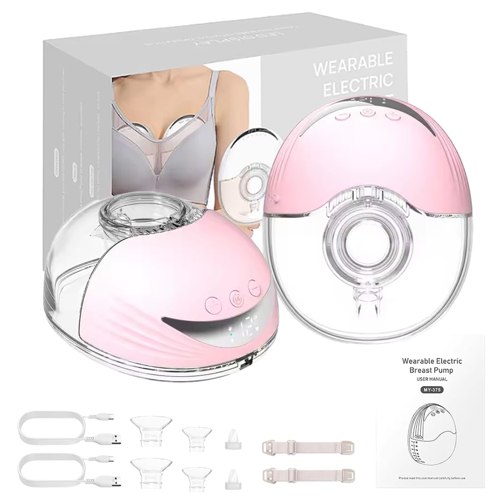 Wearable Breastfeeding Pump,4 Modes & 12 Levels,Hands-Free Breast Pump,Memory Function,Quiet Portable Pump,Strong Suction,Rechargeable,Double-Sealed Flange Sizes (19/21/24mm) (Light Color 2 Pack)