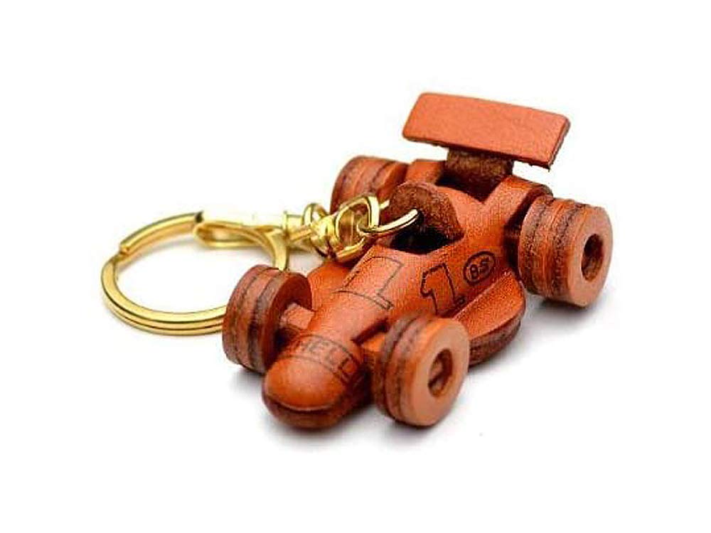 Formula-1 Racing Car Vehicles 3D Leather Keychain(L) VANCA CRAFT-Collectible Keyring Charm Pendant Made in Japan
