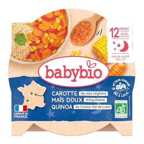 Babybio Fondue de Carotte, Maïs Doux Aquitaine et Quinoa, 230g