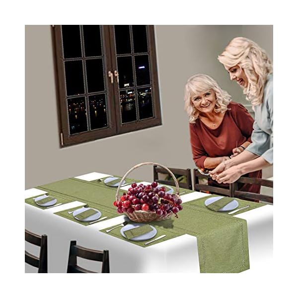   Grelucgo-Small-Handcrafted-Solid-Color-Dining-Table-Runner-Dresser-Scarf-Double-Hemstitched-Sage-Green-14-x-36