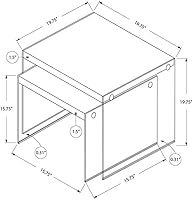 Vista 3 de Monarch Specialties , Mesa nido, vidrio templado, gris pardo oscuro