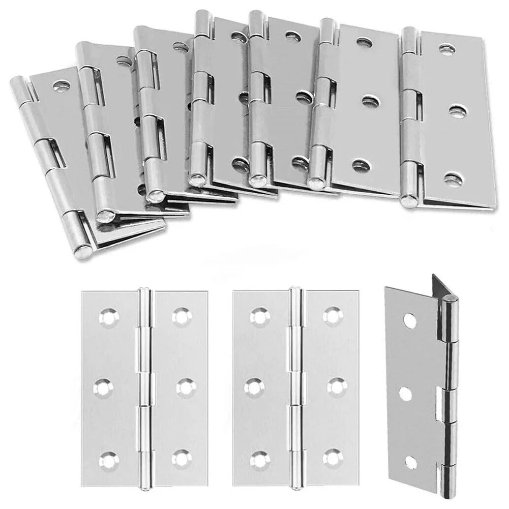 Door Hinges 10 PCS 3inch Door Hinges Stainless Steel Flat Window Cabinet Connector Bookcase Wooden Box Furniture-Hardware