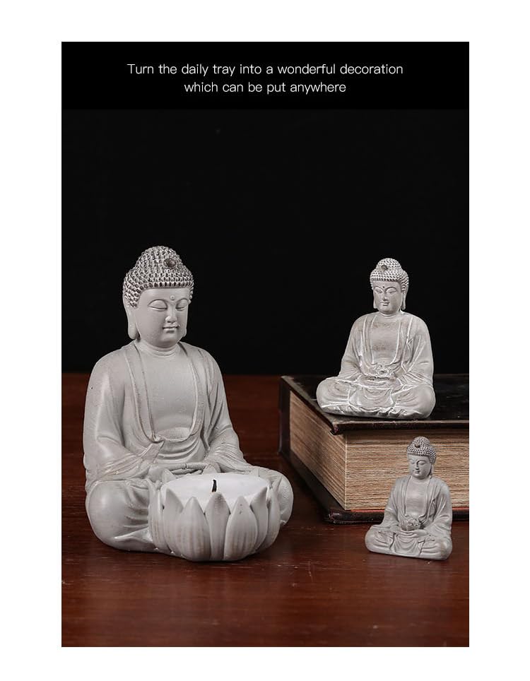 Amazon.co.jp: 彫像中国禅仏燭台飾りリビングルーム玄関装飾樹脂工芸品